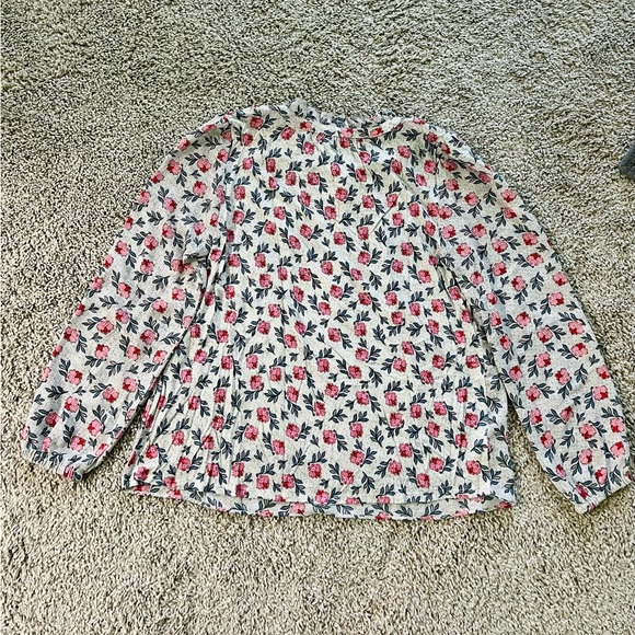 Loft light blue blouse with pink floral design - Picture 2 of 2